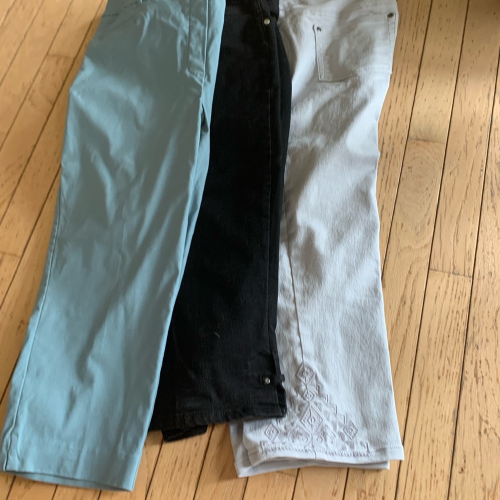 Northern Reflections size 16 pull on capris black grey light blue